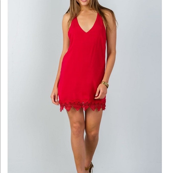 Sold🌸 Red Low Back Crochet Hem Mini 💕 - Picture 3 of 4